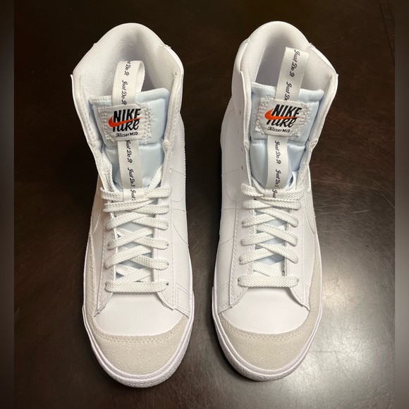 New Nike Blazer Mid 77 Leather White Sneaker Shoes 6Y - Picture 5 of 12